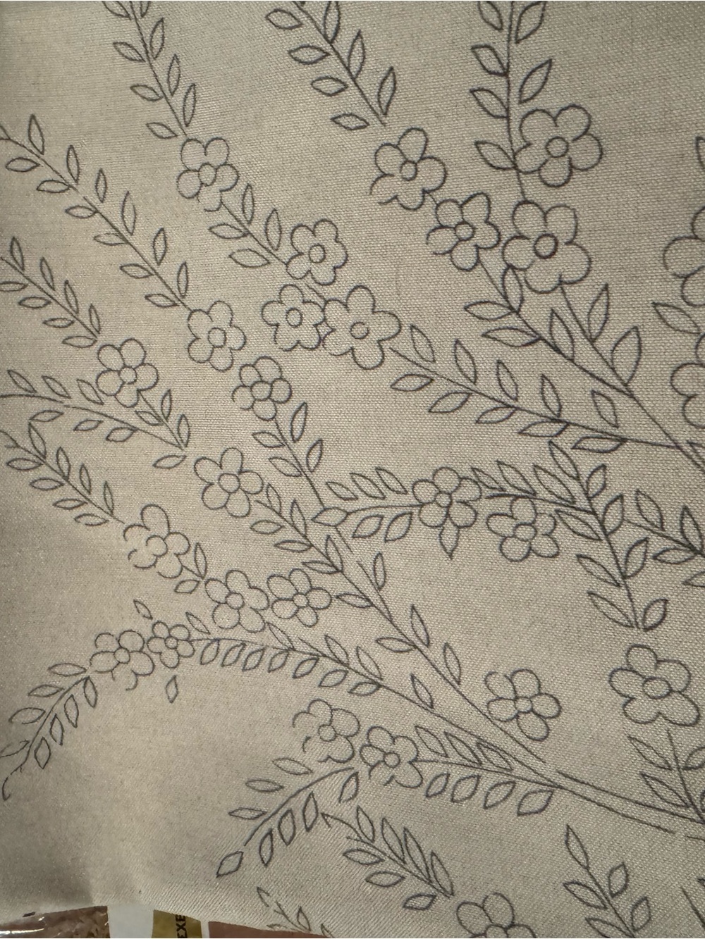 Vntg Floral Vine Printed Fabric Tablecloth in Beige for Embroidery Pattern